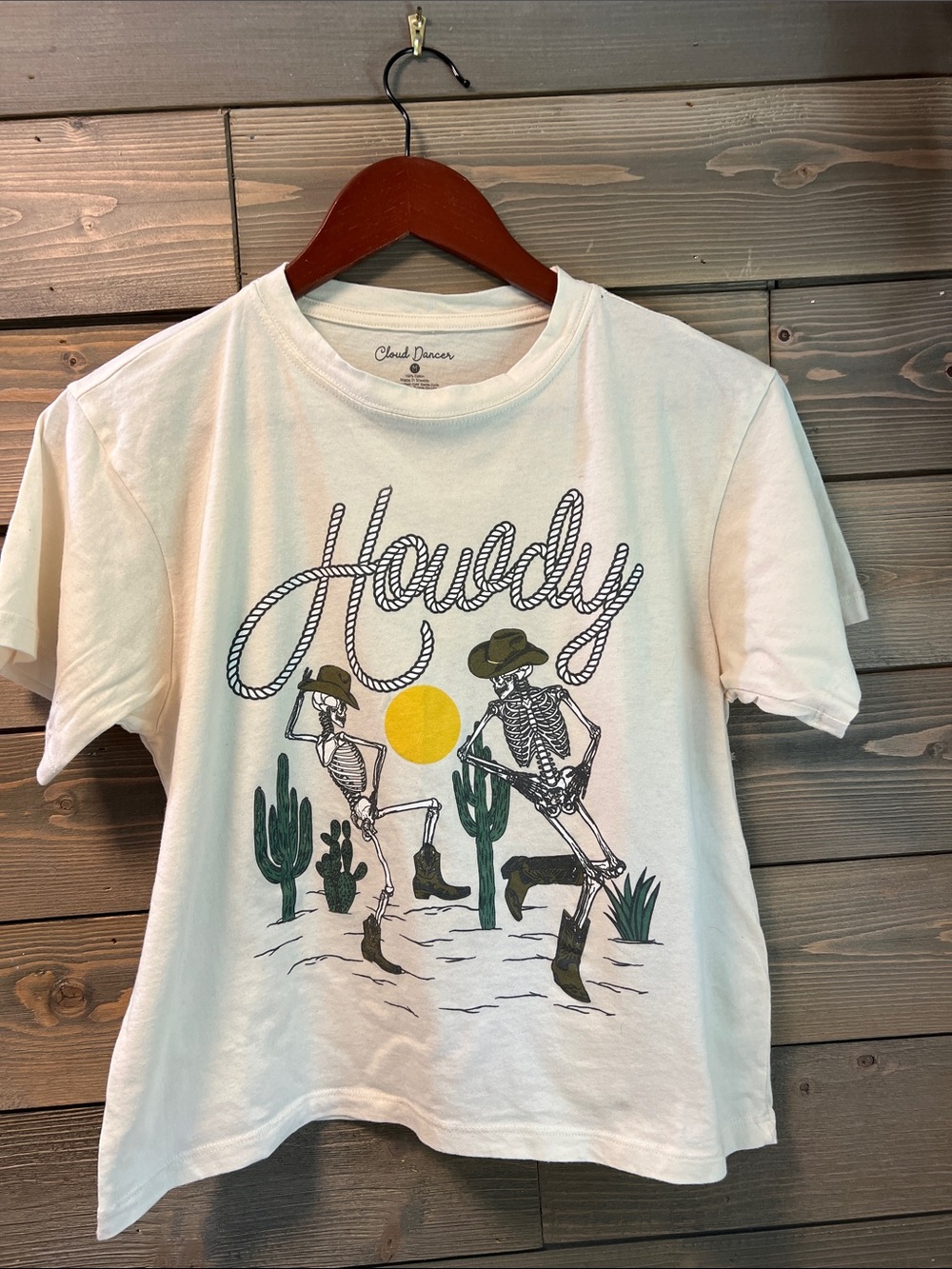 White 'Howdy' Skeleton Desert Graphic Tee